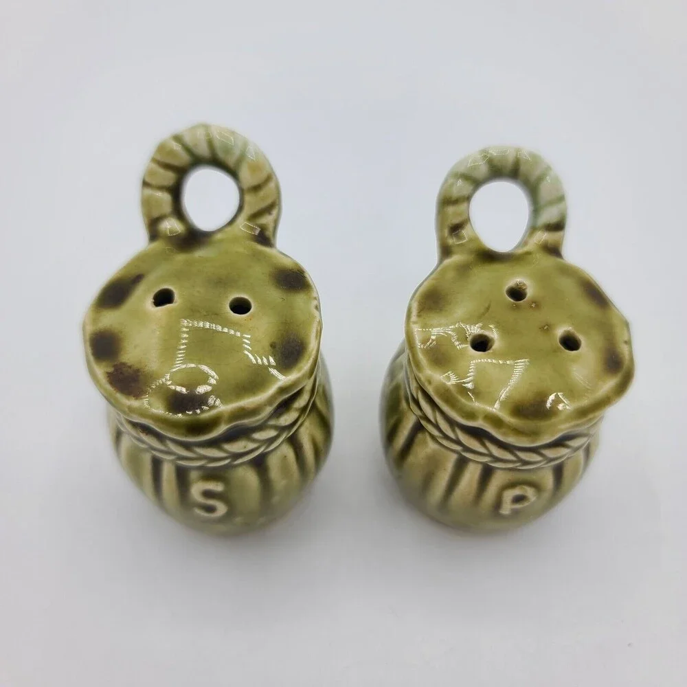 Vintage Ceramic Pack Donkey Salt Pepper Oil Green Japan Replacement Pieces